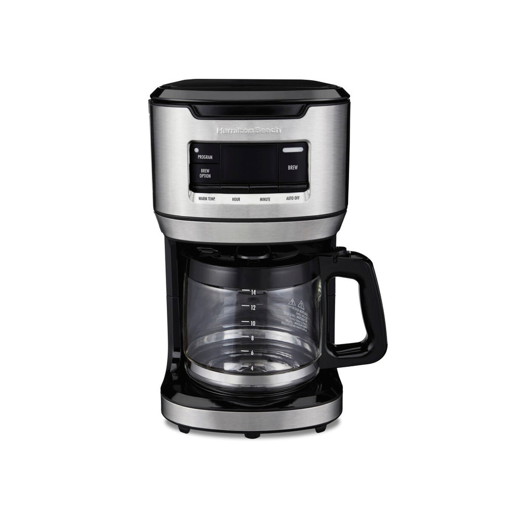 Hamilton Beach Programmable FrontFill Coffee Maker 14C Glass Carafe Reusable Cone Filter 46390