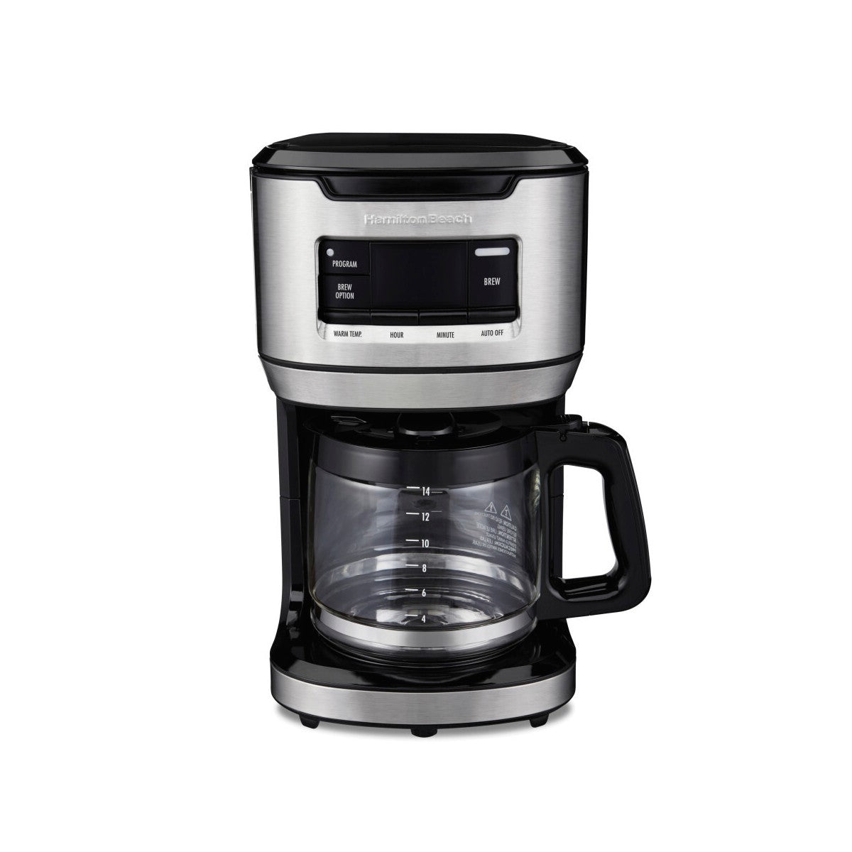 Hamilton Beach Programmable FrontFill Coffee Maker 14C Glass Carafe Reusable Cone Filter 46390