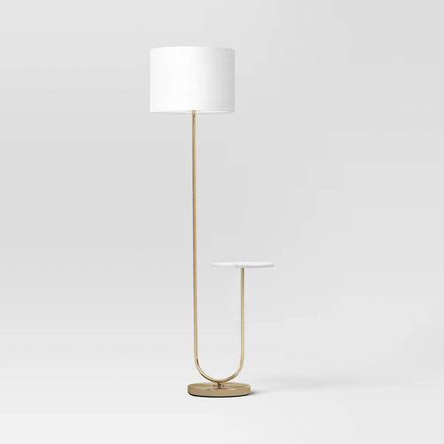 60"x20.5" Floor Lamp with Marble Table - Threshold™: Modern Standing Lamp with Polyester Shade - Additional view