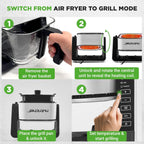 Electric Air Fryer & Grill for Healthy Cooking with 7-in-1 Functions, 4L Glass Pot, Easy Cleanup, White - Additional view
