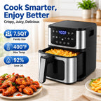 8 Presets Air Fryer Oven with Grill, Digital Touch Screen, Viewing Window, 7.5QT Large Capacity, Nonstick Basket, 100 Liners Included, Clearance - Additional view