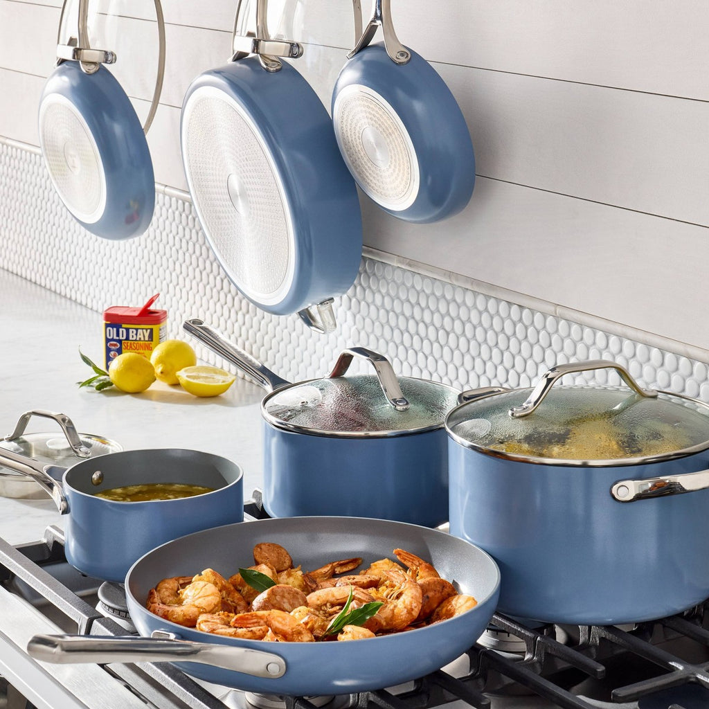 12pc Nonstick Ceramic Coated Aluminum Cookware Set Blue - Figmint™ - Additional view