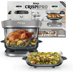 Factory Refurbished Ninja Crispi Pro 6-in-1 Glass Air Fryer Non Toxic 6qt & 2.5qt Containers & Lids Microwave, Freezer, 450°F Max Temp - Bone
