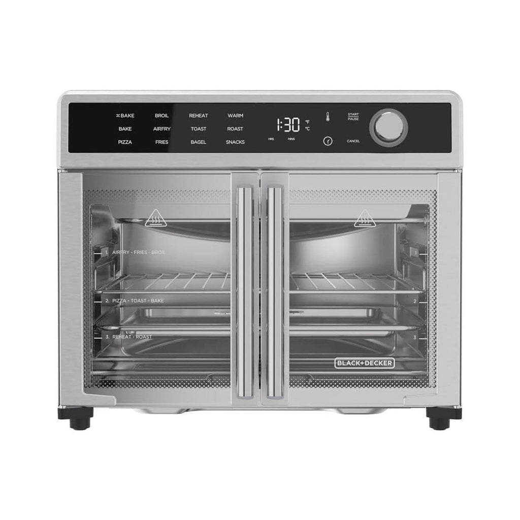 BLACK+DECKER Crisp 'N Bake French Door Air Fryer Oven, TO62D5-1SD, 12 Cook Functions, 60-minute Timer, Air Fry with Convection Tech & Compact Design