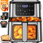 7.5Qt Air Fryer&Grill Pan,8-in-1 Air Fryer w/ Digital LED Touch Screen,8 Preset Cookings,Dishwasher-Safe Basket,Nonstick Basket,Free 100Pcs Liner