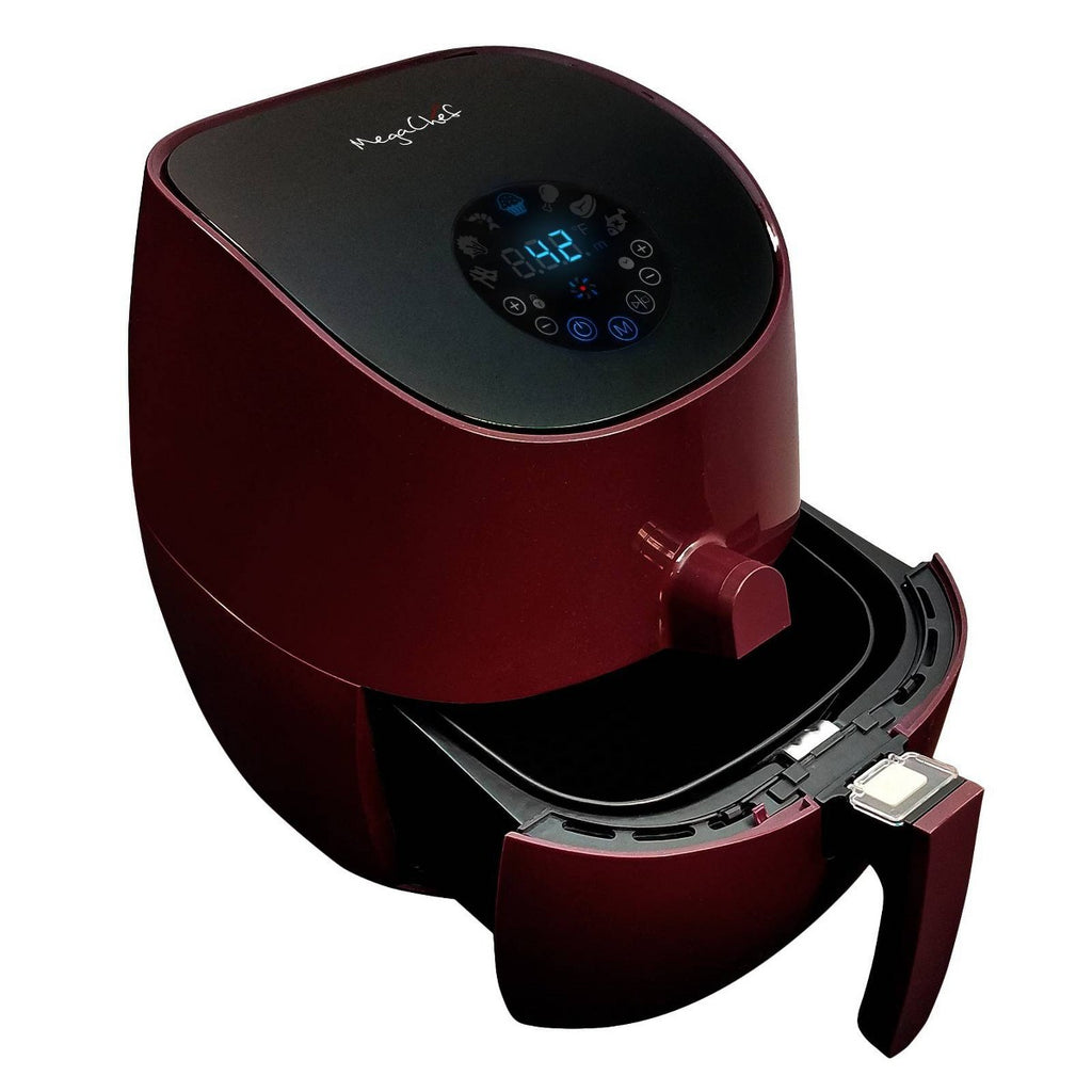 MegaChef 3.5qt Airfryer/Multicooker with 7 Pre-programmed Settings - Red