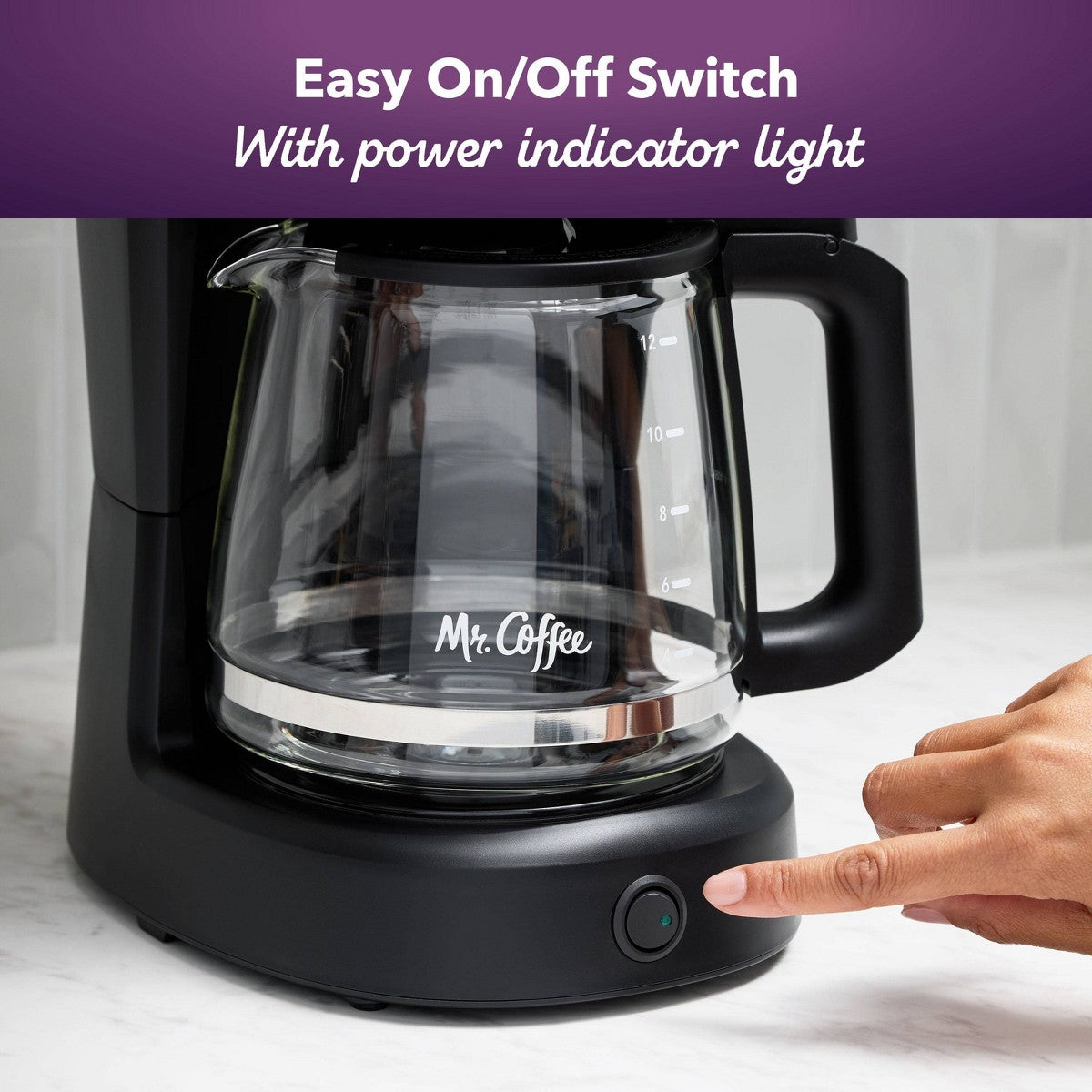 Mr. Coffee 12-Cup Switch Coffee Maker Black: Electric Drip Coffee Machine, 60 oz Capacity, Dishwasher-Safe Parts - Additional view