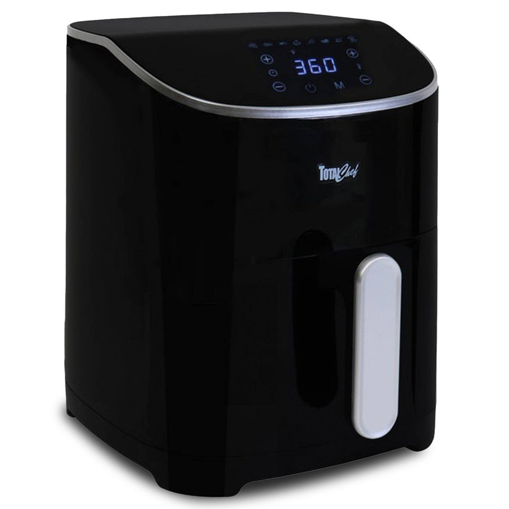 Total Chef Digital Air Fryer 5 Qt 8 Cooking Presets Touch Controls: Black, 1300W, Grill & Bake, Dishwasher-Safe Parts
