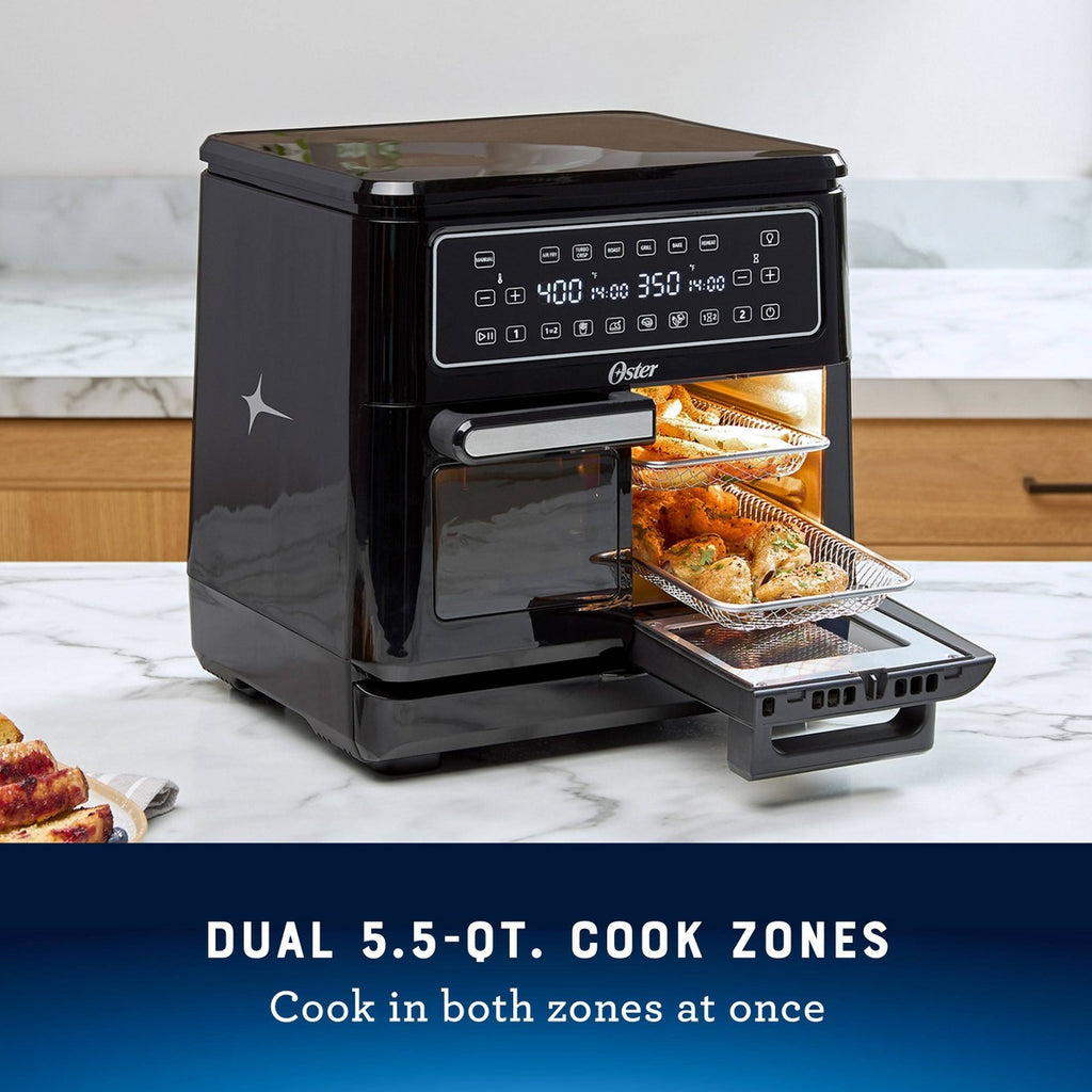 Oster 5-Quart Flex Dual Zone Air Fryer Oven Stainless Steel: 1500W Electric Fryer, Dishwasher-Safe Parts, Silver - Additional view