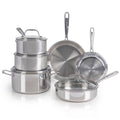 T-fal 10pc Stainless Steel Cookware Set. Pro Tri-Ply Stainless Steel Cookware. Dishwasher & Oven Safe. Induction Compatible