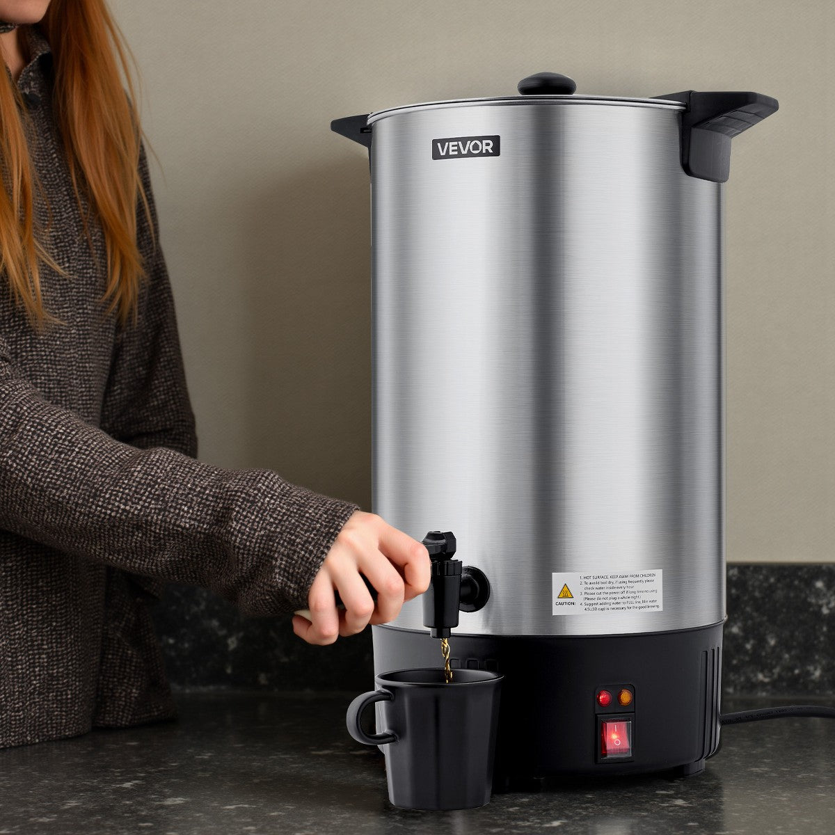VEVOR Commercial Coffee Urn, 100 Cup 15 L Hot Beverage Dispenser with Dripless Faucet, Quick-Brewing Stainless Steel Commercial Coffee Maker, Silver - Additional view