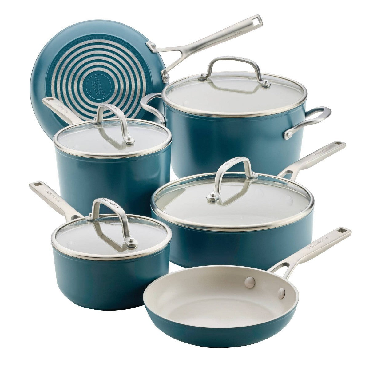 KitchenAid 10pc Hard-Anodized Ceramic Induction Cookware Set Agave