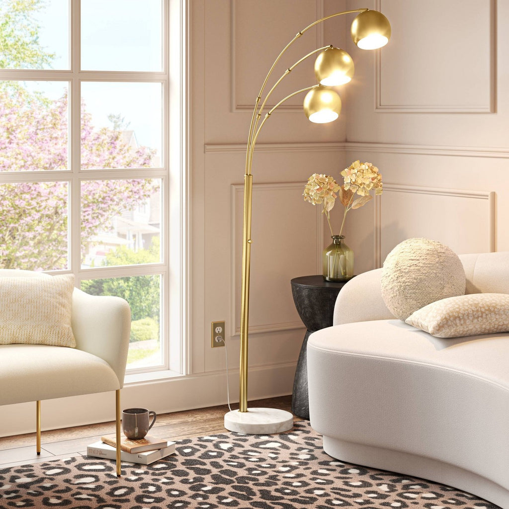 75.5"x29.5" Span 3-Head Metal Globe Floor Lamp Brass - Threshold™