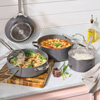 7pc Nonstick Ceramic Coated Aluminum Cookware Set Dark Gray - Figmint™ - Additional view