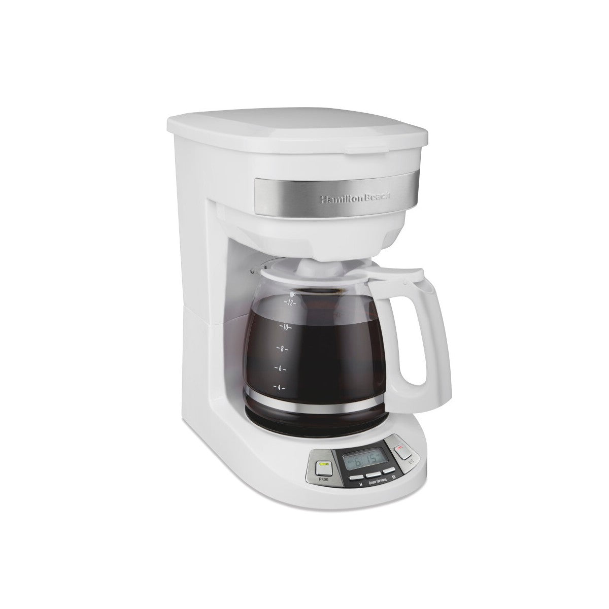 Hamilton Beach Programmable Coffee Maker 12 cup capacity white stainless steel accents 46294J