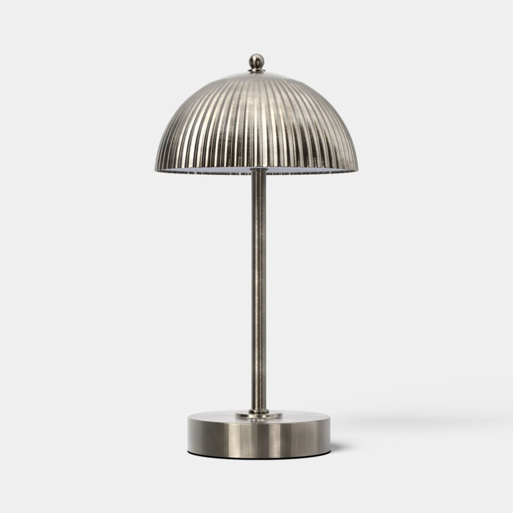 Double Metal Portable Table Lamp Brushed Silver Finish (Includes LED Light Bulb) - Threshold™