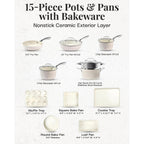 Gotham Steel Hammered Cream 15 Pc Nonstick Pots and Pans Cookware and Bakeware Set - Additional view