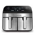 Gourmia 10-Qt. Dual Basket Digital Air Fryer with Smart Finish & Match Cook Black Stainless Steel: 1-Year Warranty, Dishwasher-Safe Parts