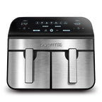Gourmia 10-Qt. Dual Basket Digital Air Fryer with Smart Finish & Match Cook Black Stainless Steel: 1-Year Warranty, Dishwasher-Safe Parts