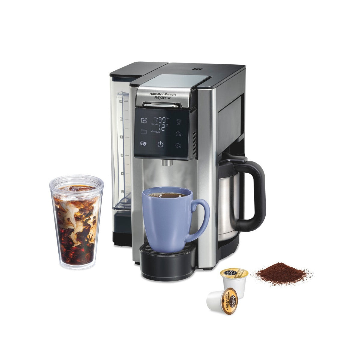 Hamilton Beach FlexBrew Advanced 5-in-1 Coffee Maker 12C Thermal Carafe 60oz. Water Reservoir 49929