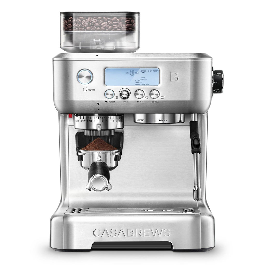 Casabrews 5700 PRO 20 Bar Espresso Machine and Coffee Maker with Built-in Grinder and LCD Display Screen Silver