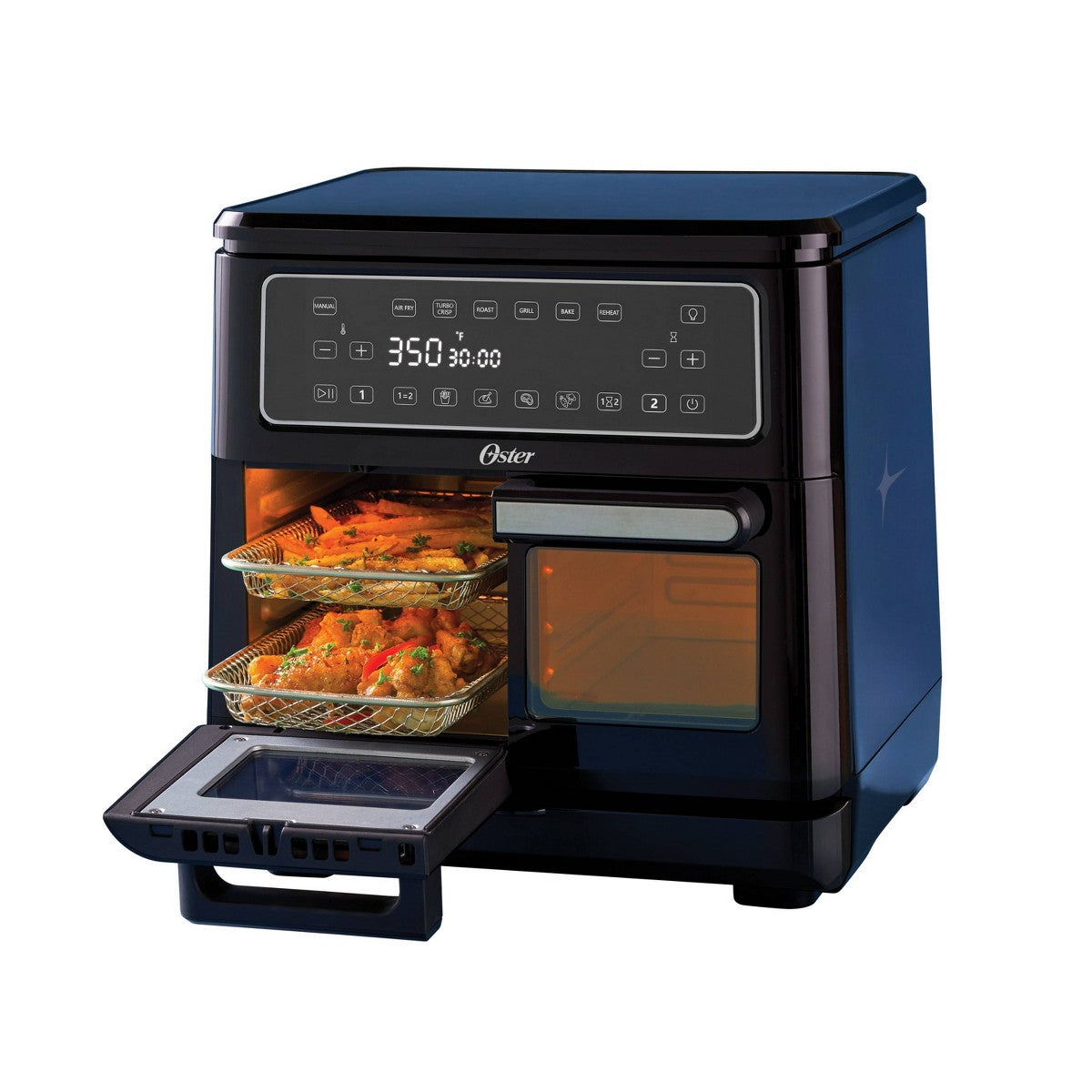 Oster 5-Quart Flex Dual Zone Air Fryer Oven Stainless Steel: 1500W Electric Fryer, Dishwasher-Safe Parts, Silver