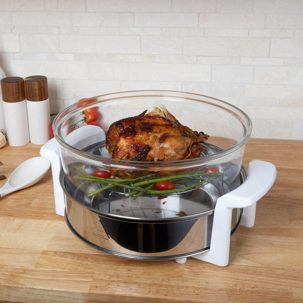 Classic Cuisine Glass Air Fryer - Halogen Oven with 12 to 17 Quart Capacity - Roaster, Broiler, Toaster, Steamer, and Grill (White) - Additional view