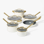 12pc Nonstick Ceramic Coated Aluminum Cookware Set with Champagne Handle - Figmint™