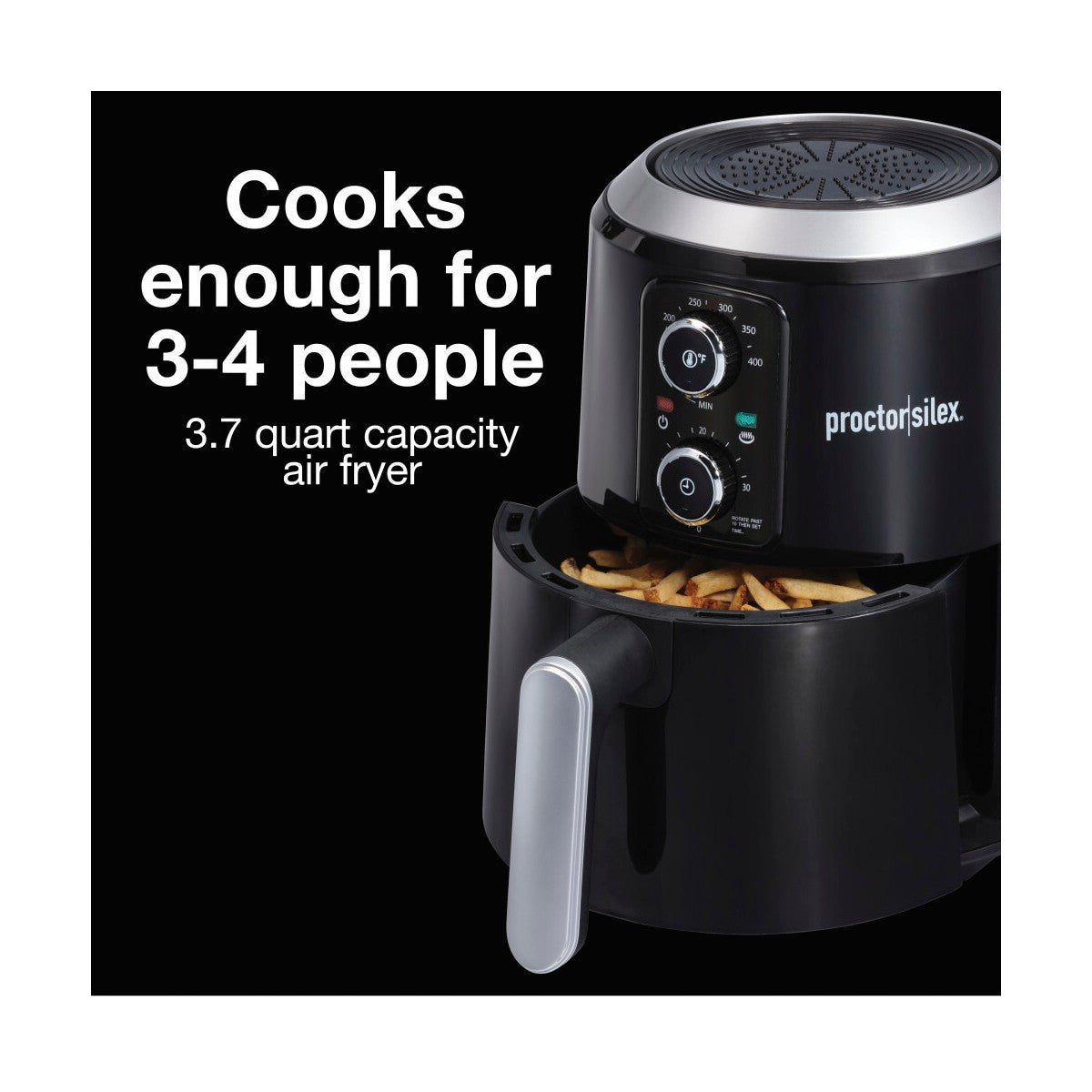 Proctor Silex 3.7qt Air Fryer: 1350W Electric Fryer, Black, Hand Wash, 1-Year Warranty, 5lb Capacity, Airfryer Sale - Additional view