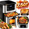 7.5qt Digital Air Fryer with 8 One-Touch Functions & Guided Cooking, Black: Kitchen Appliance