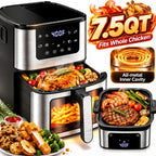 7.5qt Digital Air Fryer with 8 One-Touch Functions & Guided Cooking, Black: Kitchen Appliance