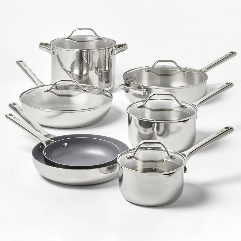 12pc Stainless Steel Nonstick Cookware Set Dark Gray - Figmint™: Induction & Oven Safe, Dishwasher-Safe, 18 Pieces