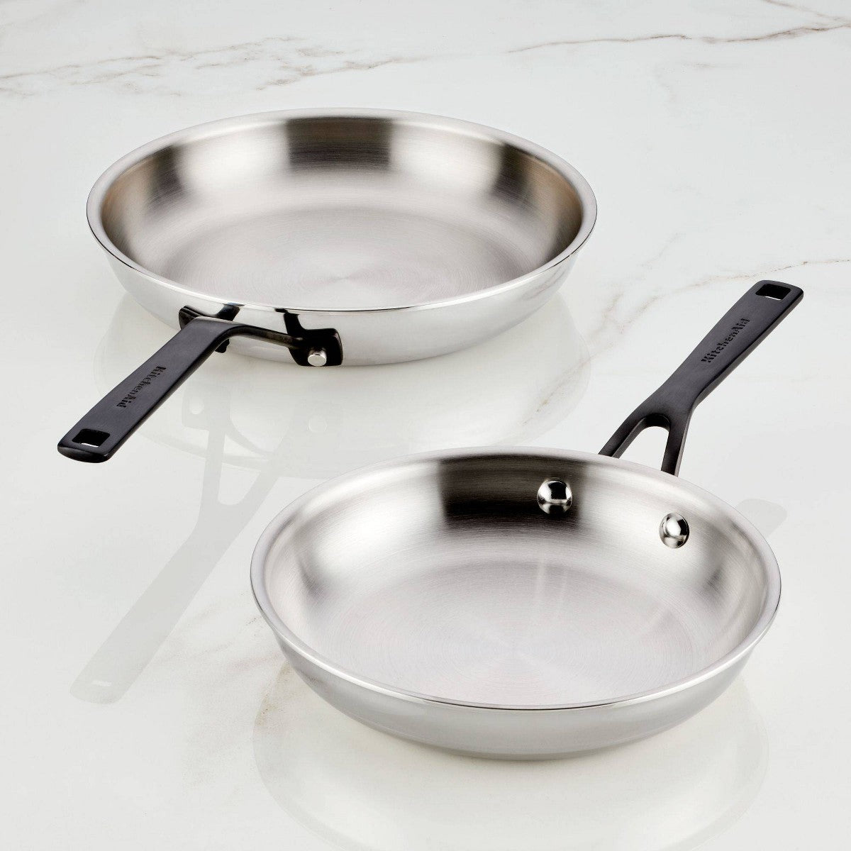KitchenAid Stainless Steel 5-Ply Clad Twin Pack: 8.25" & 10" Nonstick Frying Pans, Dishwasher-Safe Cookware Set - Additional view