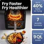 Chefman TurboFry 7-in-1 Air Fryer, Powerful DC Motor Heats to 450°F, 9-Quart Nonstick Basket - Black - Additional view