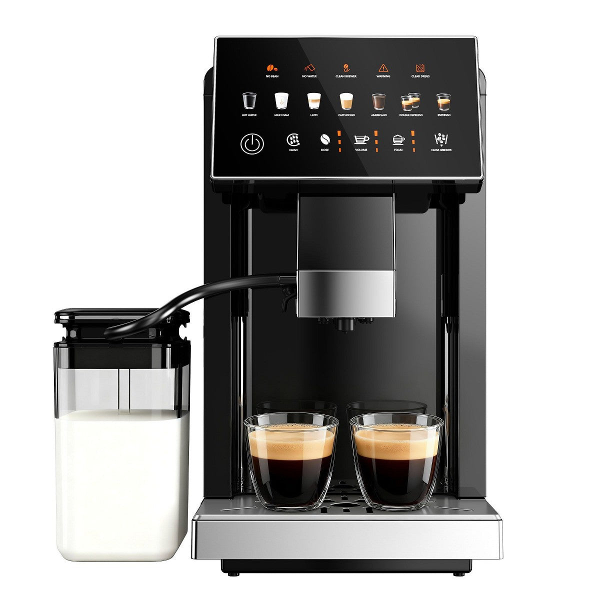 EUHOMY 20 Bar Fully Automatic Coffee and Espresso Machine, Milk Frother & Smart Touchscreen, Auto-clean, Dual Boiler Design, Black