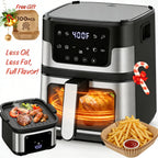 Air Fryer Oven 7.5Qt , 8 Presets Fry Touch Panel Easy View Window, New Black